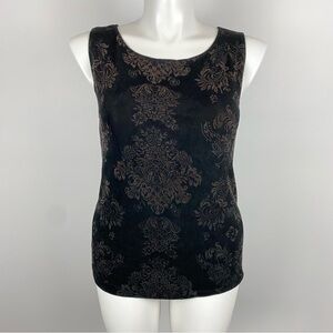 Chico’s Travelers Velvet Paisley Black & Brown Sleeveless Blouse L